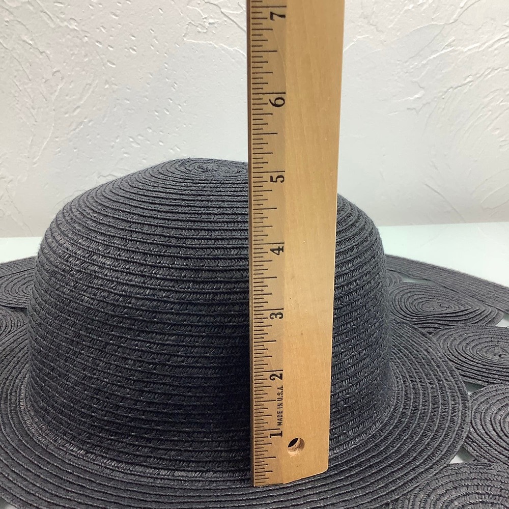 Physician Endorsed Glamour Black Toyo wide brim Sun Hat adjustable SZ OSFM EUC - Picture 8 of 12